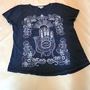 Lucky Lotus Denim navy tee XL